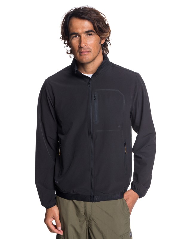 quiksilver, Waterman Water Resistant Hooded Paddle Jacket, BLACK (kvj0) 0 Waterman Water Resistant Hooded Paddle Jacket Negro EQMJK03016 Quiksilver