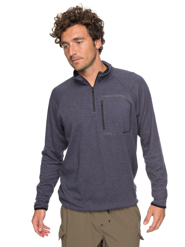 quiksilver, Waterman Quiksilver Technical Half-Zip Sweatshirt, DARK DENIM HEATHER (brqh) 0 Waterman Quiksilver Technical Half-Zip Sweatshirt EQMKT03024 Quiksilver