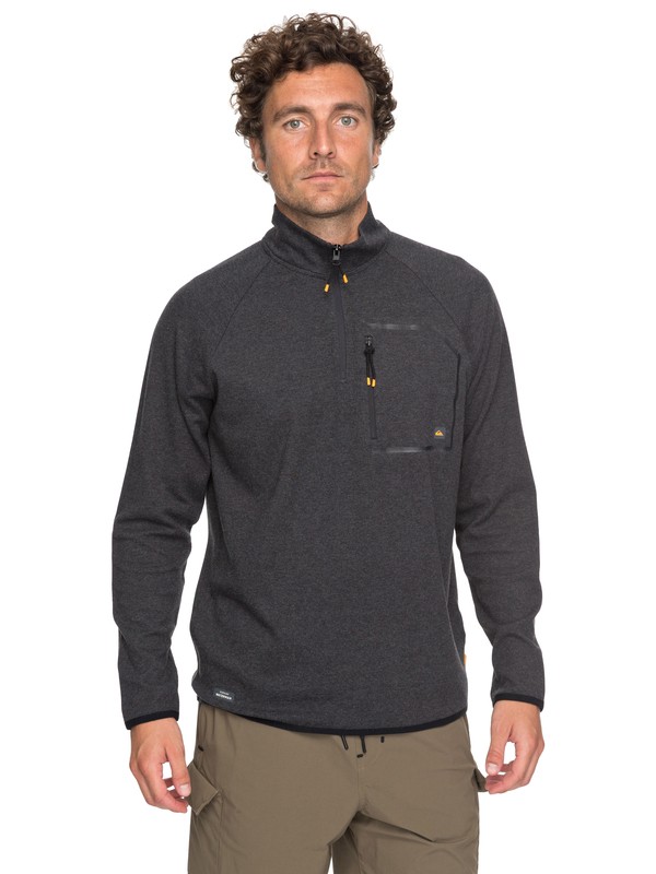 quiksilver, Waterman Quiksilver Technical Half-Zip Sweatshirt, CHARCOAL HEATHER (ktah) 0 Waterman Quiksilver Technical Half-Zip Sweatshirt Black EQMKT03024 Quiksilver