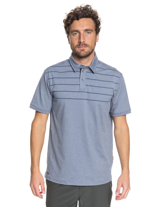 quiksilver, Men Reel Backlash con Rayas Waterman Camisa Técnica Polo, BLUE SHADOW HEATHERED (bkqh) 0 Men Reel Backlash con Rayas Waterman Camisa Técnica Polo Azul EQMKT03037 Quiksilver