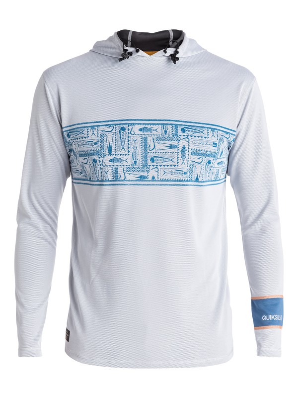 quiksilver, Waterman Hooked - Hooded Long Sleeve Rash Vest, WHITE (wbb0) 0 Waterman Hooked - Hooded Long Sleeve Rash Vest EQMWR03008 Quiksilver