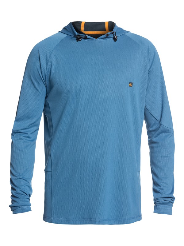 quiksilver, Waterman New Hooked Long Sleeve Hooded UPF 50 Rashguard, PARISIAN BLUE (blg0) 0 Waterman New Hooked Long Sleeve Hooded UPF 50 Rashguard Blue EQMWR03036 Quiksilver