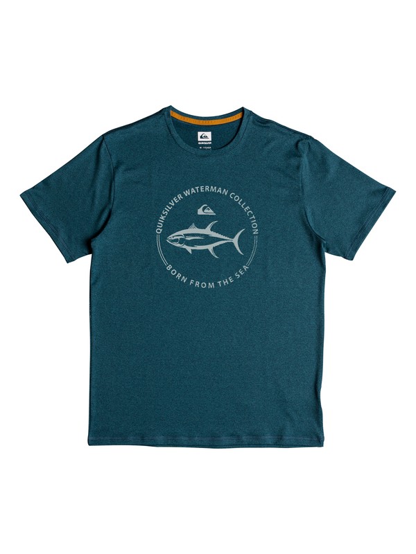 quiksilver, Waterman Watermark Short Sleeve UPF 50 Rash Guard, ORION BLUE HEATHER (brgh) 0 Waterman Watermark Short Sleeve UPF 50 Rash Guard Blue EQMWR03039 Quiksilver