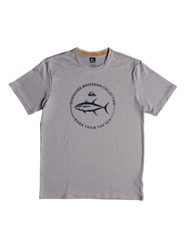 quiksilver, Waterman Watermark Short Sleeve UPF 50 Rash Guard, GREY MARL (slrh) 0 Waterman Watermark Short Sleeve UPF 50 Rash Guard Grey EQMWR03039 Quiksilver