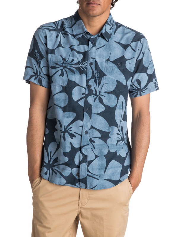 quiksilver, Waterman Wake Idyll - Short Sleeve Shirt, MAJOR BLUE IDYLL (bsm6) 0 Waterman Wake Idyll - Short Sleeve Shirt Blue EQMWT03044 Quiksilver