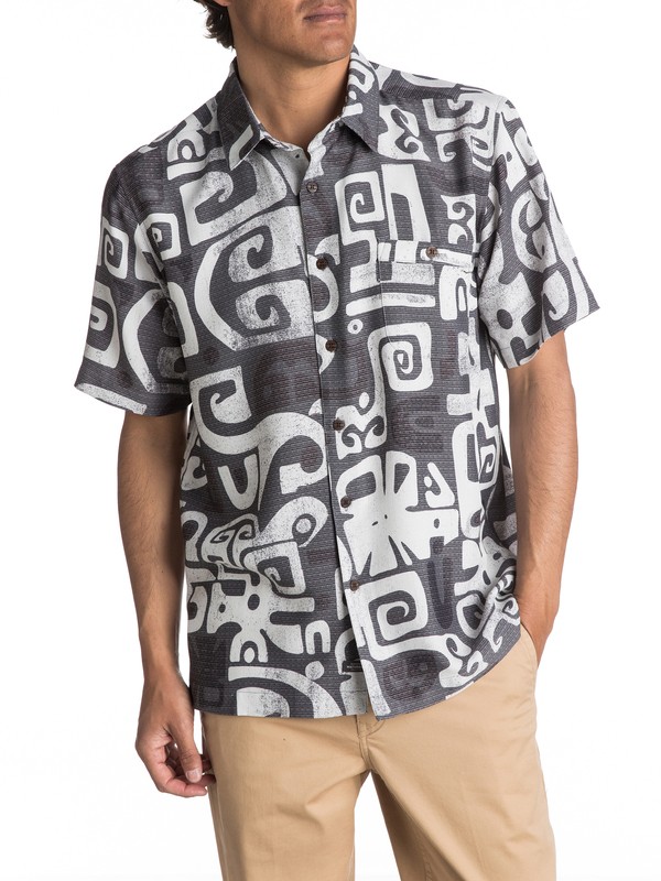 quiksilver, Waterman Olowalu Short Sleeve Shirt, COAL OLOWALU (kvm6) 0 Waterman Olowalu Short Sleeve Shirt EQMWT03056 Quiksilver