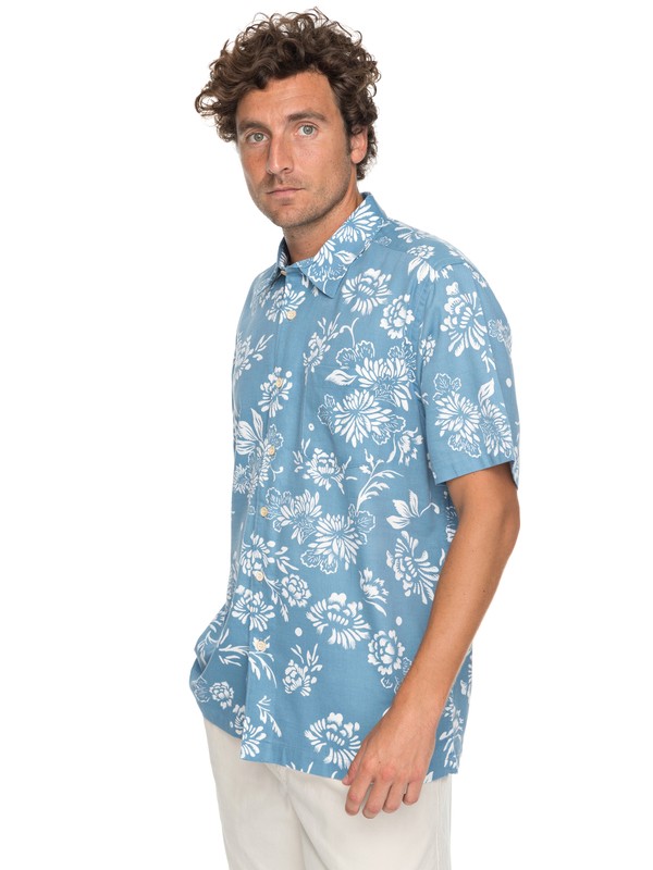 quiksilver, Waterman Omfloral Short Sleeve Shirt, BLUE SHADOW OMFLORAL (bkq6) 0 Waterman Omfloral Short Sleeve Shirt Blue EQMWT03112 Quiksilver
