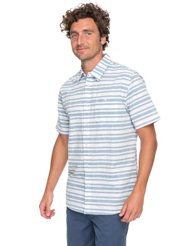 quiksilver, Waterman Flying First Short Sleeve Shirt, DEEP WATER FLYING FIRST (bpd3) 0 Waterman Flying First Short Sleeve Shirt Blue EQMWT03115 Quiksilver