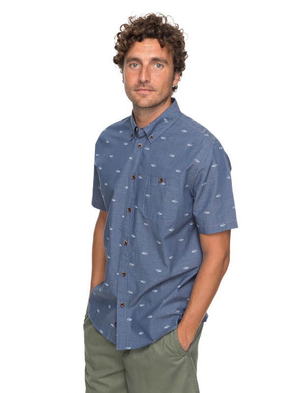 quiksilver, POSTE FISHERY SS SHIRT, DARK DENIM POSTE FISHERY (brq6) 0 POSTE FISHERY SS SHIRT Azul EQMWT03117 Quiksilver