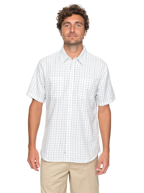 quiksilver, Waterman Wake Plaid 2 Technical Short Sleeve Shirt, SNOW WHITE WAKE PLAID (wbk1) 0 Waterman Wake Plaid 2 Technical Short Sleeve Shirt White EQMWT03123 Quiksilver