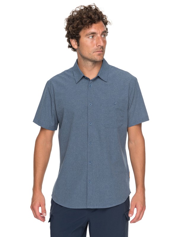 quiksilver, Waterman Technical Short Sleeve Shirt, DARK DENIM HEATHER (brqh) 0 Waterman Technical Short Sleeve Shirt Blue EQMWT03128 Quiksilver