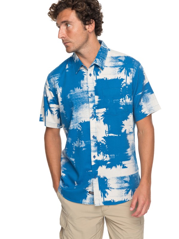 quiksilver, Waterman Paokalani Palms - Technical Short Sleeve Shirt, DEEP WATER (bpd0) 0 Waterman Paokalani Palms - Technical Short Sleeve Shirt Blue EQMWT03130 Quiksilver