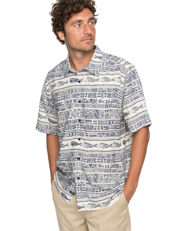 quiksilver, Waterman Pina Fish Short Sleeve Shirt, NAVY BLAZER (byj0) 0 Waterman Pina Fish Short Sleeve Shirt Blue EQMWT03131 Quiksilver