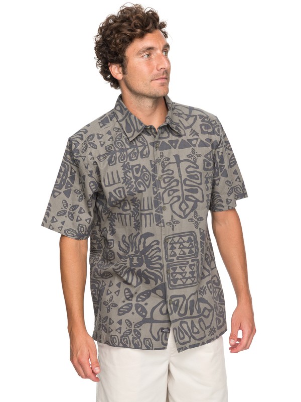 quiksilver, Waterman Kohala Coast Short Sleeve Shirt, VERTIVER GREEN (tmn0) 0 Waterman Kohala Coast Short Sleeve Shirt Beige EQMWT03132 Quiksilver