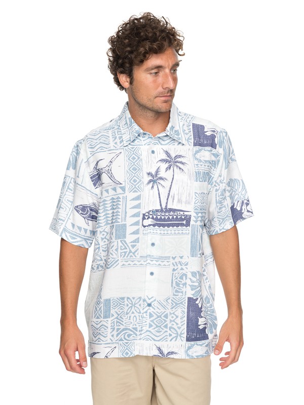 quiksilver, Waterman Tropic Mix Short Sleeve Shirt, BLUE SHADOW (bkq0) 0 Waterman Tropic Mix Short Sleeve Shirt Blue EQMWT03133 Quiksilver