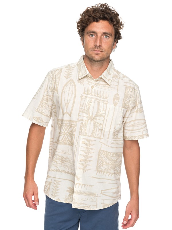 quiksilver, Waterman Surfyard Stack Short Sleeve Shirt, RAINY DAY SURFYARDSTOKE (sew6) 0 Waterman Surfyard Stack Short Sleeve Shirt Grey EQMWT03136 Quiksilver