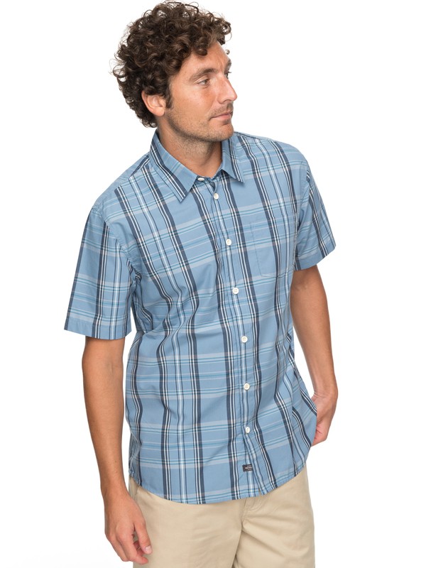 quiksilver, Waterman Acotz Lines Short Sleeve Shirt, BLUE SHADOW ACOTZ LINES (bkq1) 0 Waterman Acotz Lines Short Sleeve Shirt Blue EQMWT03147 Quiksilver
