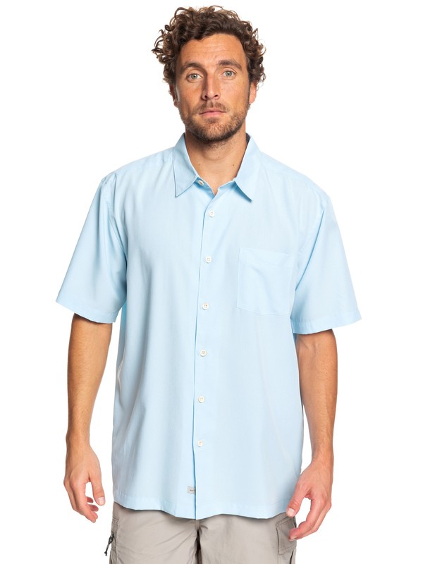 quiksilver, Waterman Cane Island Short Sleeve Shirt, CRYSTAL BLUE (bfa0) 0 Waterman Cane Island Short Sleeve Shirt Blue EQMWT03149 Quiksilver