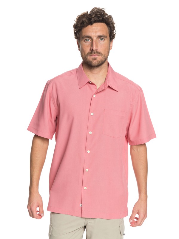 quiksilver, Waterman Cane Island Short Sleeve Shirt, MINERAL RED (mmz0) 0 Waterman Cane Island Short Sleeve Shirt Pink EQMWT03149 Quiksilver