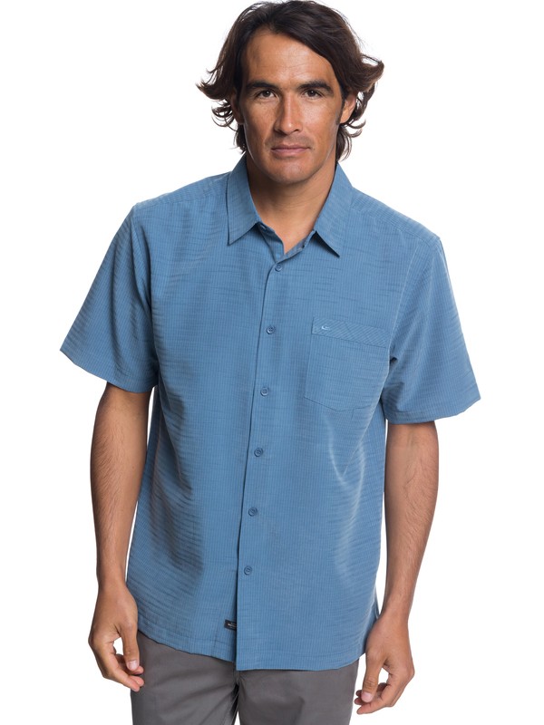 quiksilver, Waterman Centinela Short Sleeve Shirt, DARK DENIM (brq0) 0 Waterman Centinela Short Sleeve Shirt Blue EQMWT03150 Quiksilver
