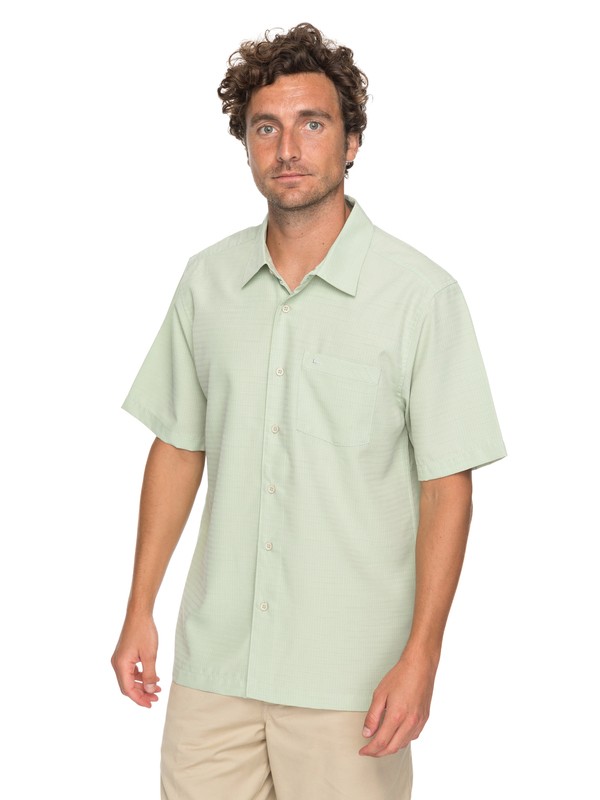 quiksilver, Waterman Centinela Short Sleeve Shirt, SEA FOAM (gds0) 0 Waterman Centinela Short Sleeve Shirt Green EQMWT03150 Quiksilver