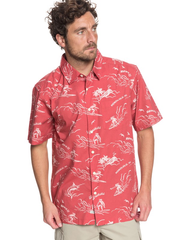 quiksilver, Waterman Town All Day Short Sleeve Shirt, MINERAL RED (mmz0) 0 Waterman Town All Day Short Sleeve Shirt Pink EQMWT03154 Quiksilver