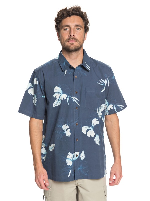 quiksilver, Men Kiribati Lagoon Waterman Camisa Manga Corta, DARK DENIM (brq0) 0 Men Kiribati Lagoon Waterman Camisa Manga Corta Azul EQMWT03155 Quiksilver
