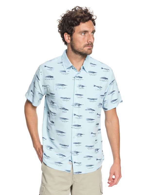 quiksilver, Waterman Wake Lures Technical Short Sleeve Shirt, CRYSTAL BLUE (bfa0) 0 Waterman Wake Lures Technical Short Sleeve Shirt Blue EQMWT03163 Quiksilver