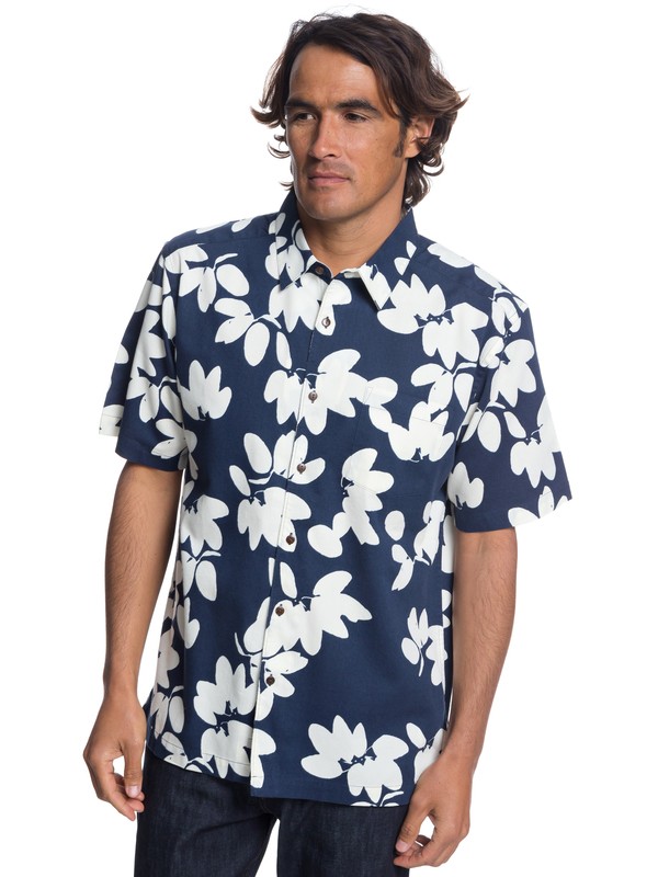 quiksilver, Waterman Living The Life Short Sleeve Shirt, PARISIAN NIGHT (byp0) 0 Waterman Living The Life Short Sleeve Shirt Blue EQMWT03175 Quiksilver