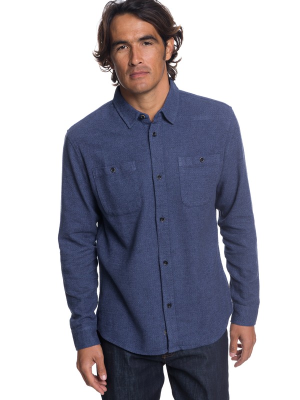 quiksilver, Waterman Irish Rocks Flannel Long Sleeve Shirt, PARISIAN NIGHT (byp0) 0 Waterman Irish Rocks Flannel Long Sleeve Shirt Blue EQMWT03177 Quiksilver