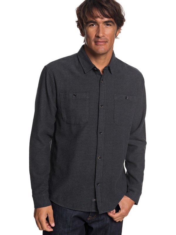 quiksilver, Waterman Irish Rocks Flannel Long Sleeve Shirt, DARK SHADOW (krp0) 0 Waterman Irish Rocks Flannel Long Sleeve Shirt Black EQMWT03177 Quiksilver