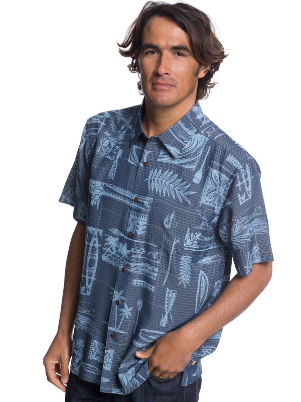 quiksilver, Waterman Hana Hooks Short Sleeve Shirt, PARISIAN NIGHT (byp0) 0 Waterman Hana Hooks Short Sleeve Shirt Blue EQMWT03185 Quiksilver