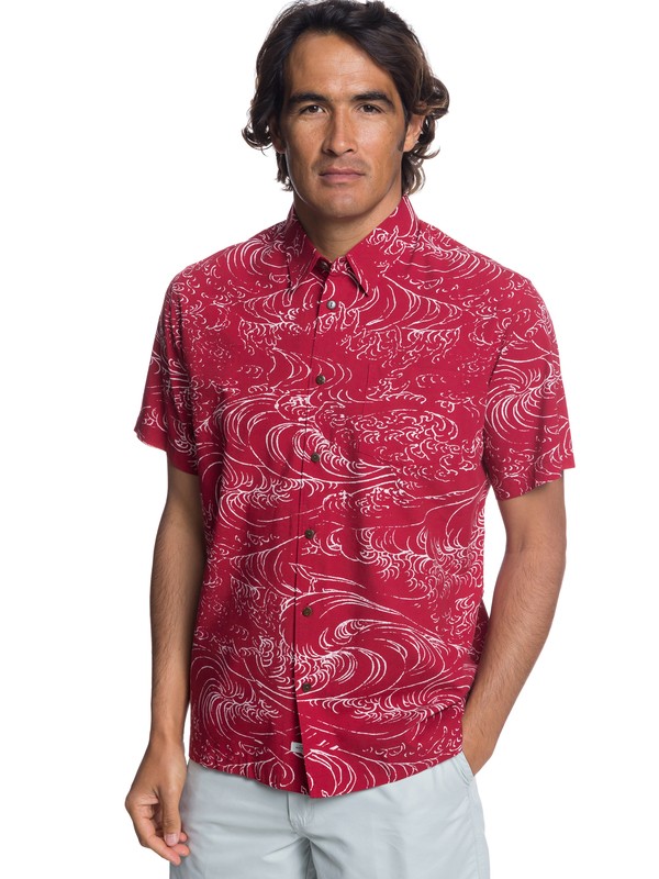 quiksilver, Waterman Wind And Waves Short Sleeve Shirt, RIO RED (rrk0) 0 Waterman Wind And Waves Short Sleeve Shirt Red EQMWT03192 Quiksilver