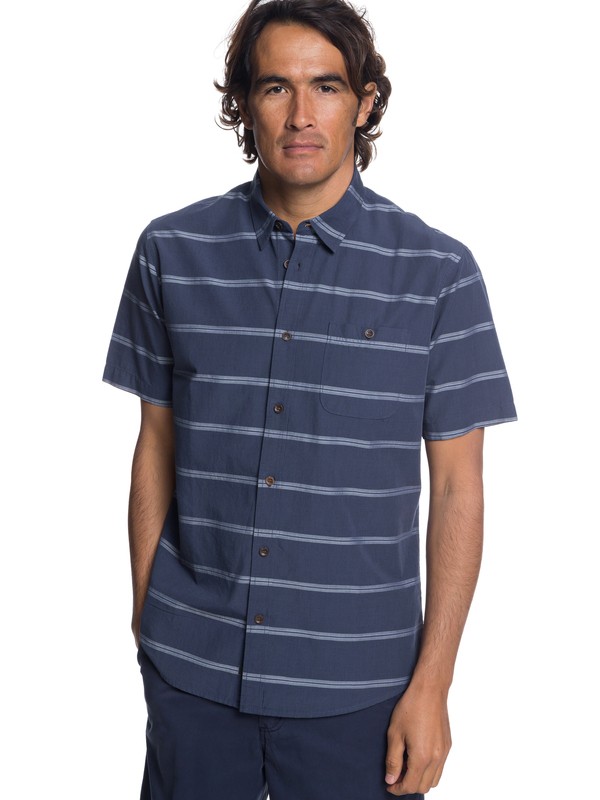quiksilver, Waterman Last Dawn Short Sleeve Shirt, PARISIAN NIGHT (byp0) 0 Waterman Last Dawn Short Sleeve Shirt Blue EQMWT03193 Quiksilver