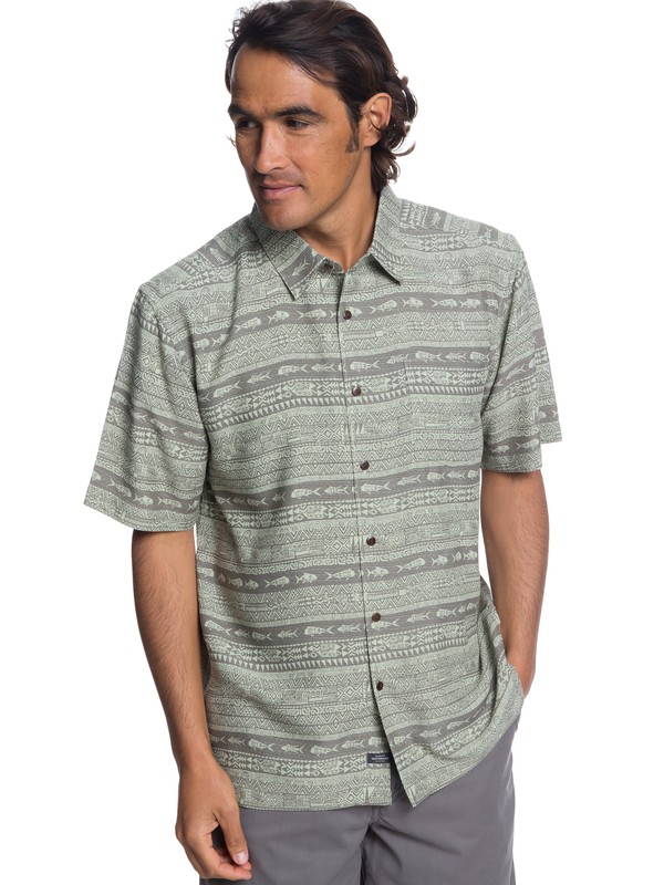 quiksilver, Waterman Tapua Sunrise Technical Short Sleeve Shirt, IVY GREEN (crb0) 0 Waterman Tapua Sunrise Technical Short Sleeve Shirt Brown EQMWT03194 Quiksilver