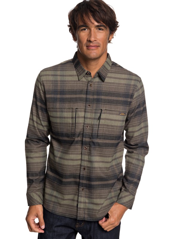 quiksilver, Waterman Thermo Hyper Flannel Long Sleeve Technical Shirt, TURKISH COFFEE (ksn0) 0 Waterman Thermo Hyper Flannel Long Sleeve Technical Shirt Black EQMWT03212 Quiksilver
