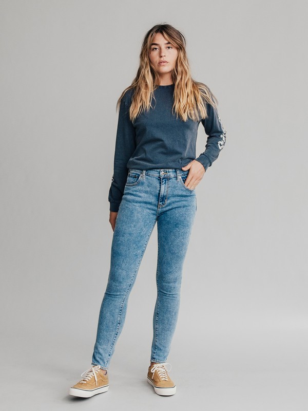 quiksilver, Quiksilver Womens - Skinny Fit Jeans met Hoge Taille voor Dames, SALT WATER (bkj0) 0 Quiksilver Womens - Skinny Fit Jeans met Hoge Taille voor Dames Blue EQWDP03000 Quiksilver