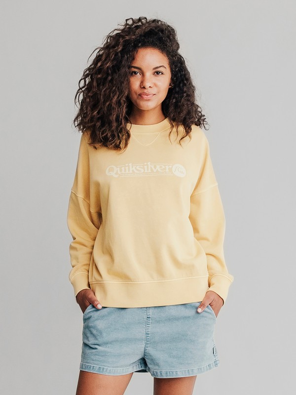 quiksilver, Quiksilver Womens Boxy Sweatshirt, RATTAN (yhp0) 0 Quiksilver Womens Boxy Sweatshirt Yellow EQWFT03001 Quiksilver