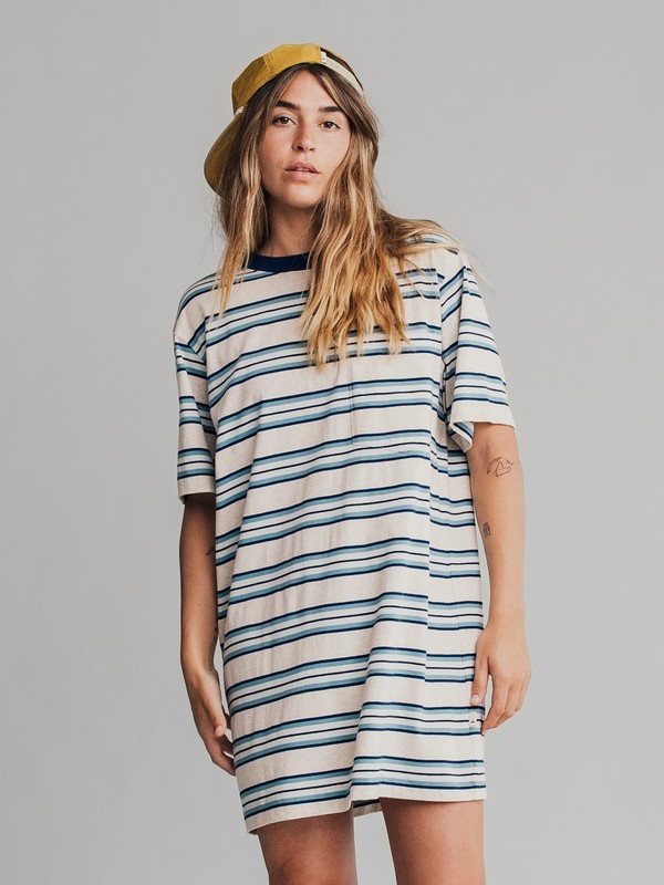 quiksilver, Quiksilver Womens - Vestido-Camiseta de Manga Corta para Mujer, STORMY SEA BIM SLAKA BIM (blh3) 0 Quiksilver Womens - Vestido-Camiseta de Manga Corta para Mujer Azul EQWKD03000 Quiksilver