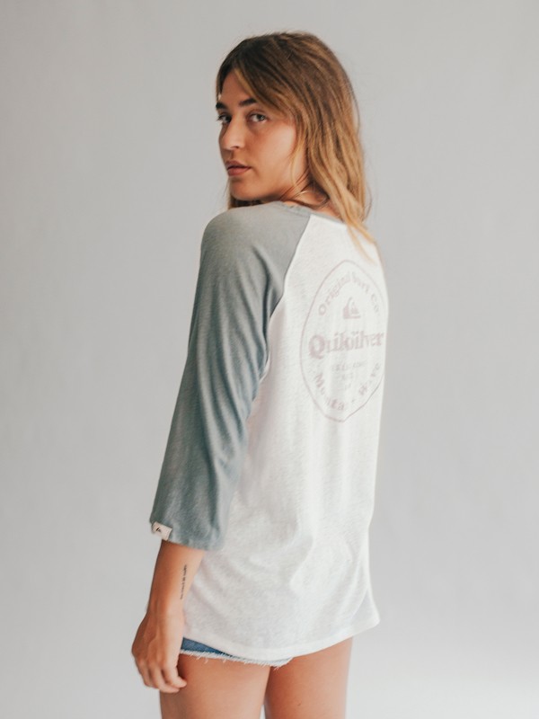 quiksilver, Quiksilver Womens - 3/4 Sleeve T-Shirt, STORMY SEA HEATHER/WHITE HEATH (xbbw) 0 Quiksilver Womens - 3/4 Sleeve T-Shirt Blue EQWKT03004 Quiksilver