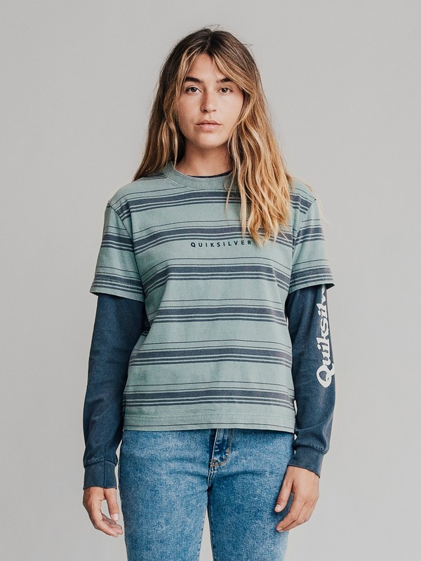 quiksilver, Quiksilver Womens Cropped Tee, STORMY SEA DEEPER STATE (blh3) 0 Quiksilver Womens Cropped Tee Blue EQWKT03006 Quiksilver