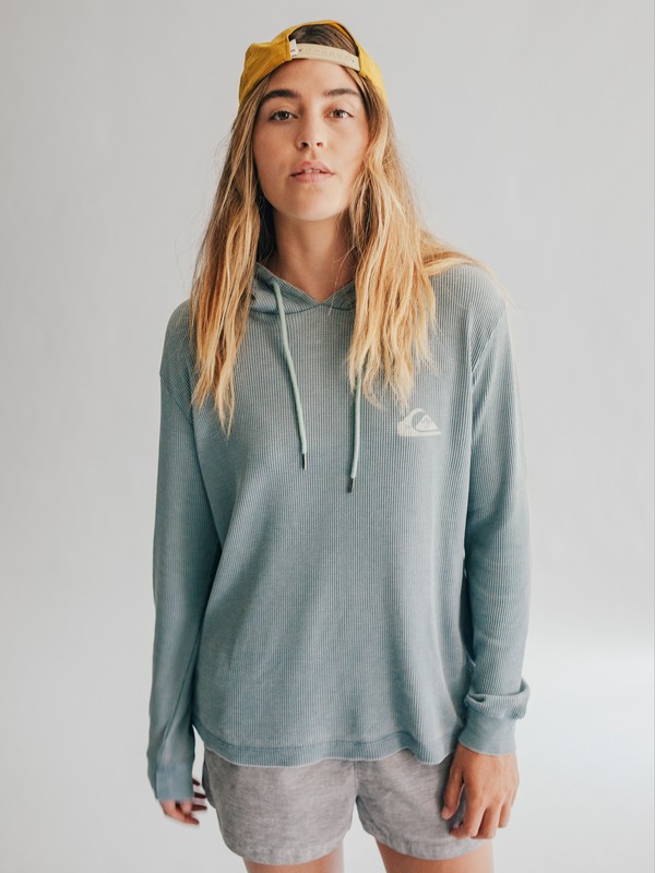 quiksilver, Quiksilver Womens Long Sleeve Hooded Top, STORMY SEA (blh0) 0 Quiksilver Womens Long Sleeve Hooded Top Blue EQWKT03008 Quiksilver