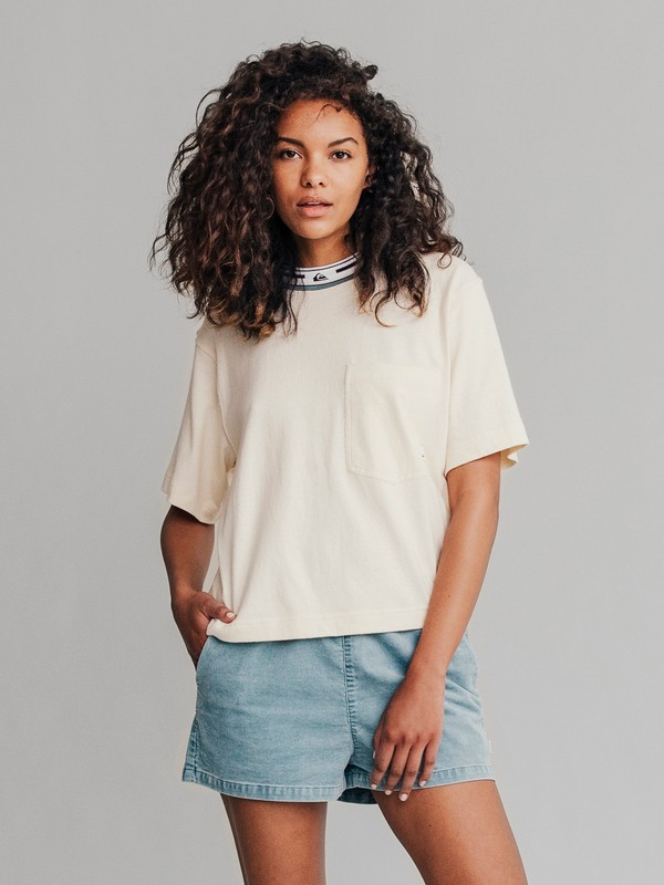 quiksilver, Quiksilver Womens Cropped Tee, WHITECAP GRAY (wdr0) 0 Quiksilver Womens Cropped Tee White EQWKT03009 Quiksilver