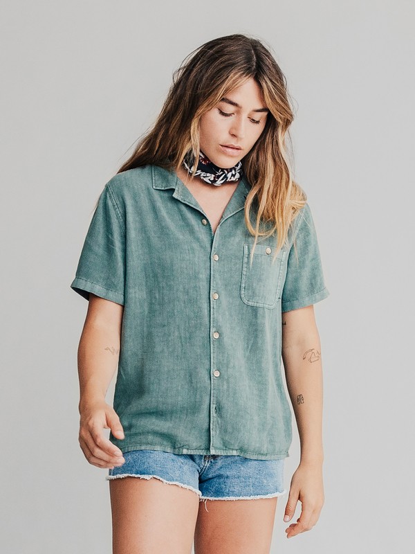 quiksilver, Quiksilver Womens Short Sleeve Camp Shirt, STORMY SEA (blh0) 0 Quiksilver Womens Short Sleeve Camp Shirt Blue EQWWT03002 Quiksilver