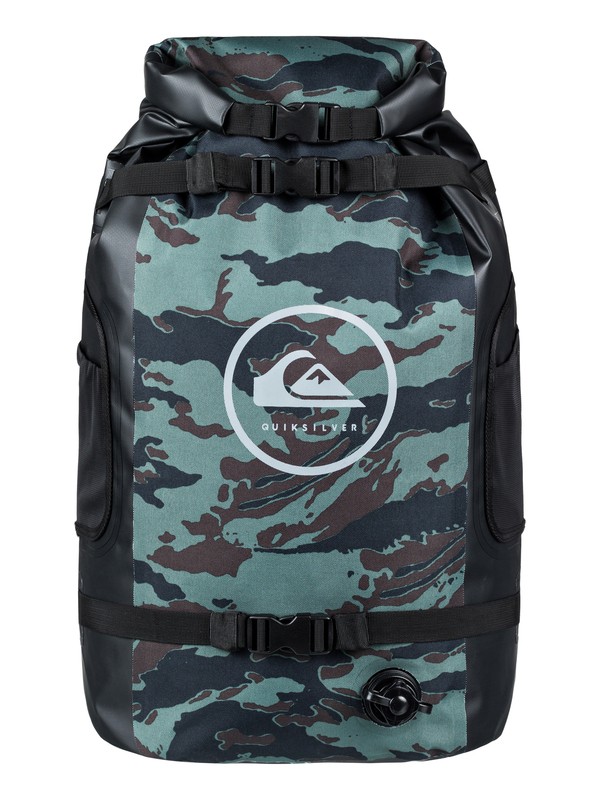 quiksilver, Sea Stash 35L Large Waterproof RollTop Surf Backpack, DARK FOREST (bpg0) 0 Sea Stash 35L Large Waterproof RollTop Surf Backpack Blue EQYBP03485 Quiksilver