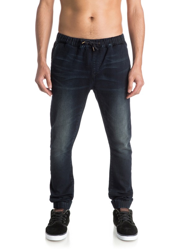 Fonic Dark Blue - Slim Fit Denim Joggers EQYDP03229 0 Fonic Dark Blue - Pantalon Molleton Effet Denim Coupe Slim EQYDP03229 Quiksilver