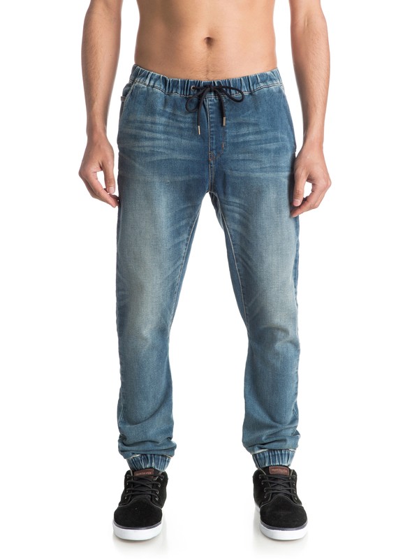 quiksilver, Fonic Stormy Blue - Pantalon Molleton Effet Denim Coupe Slim, STORMY BLUE (bqkw) 0 Fonic Stormy Blue - Pantalon Molleton Effet Denim Coupe Slim EQYDP03230 Quiksilver