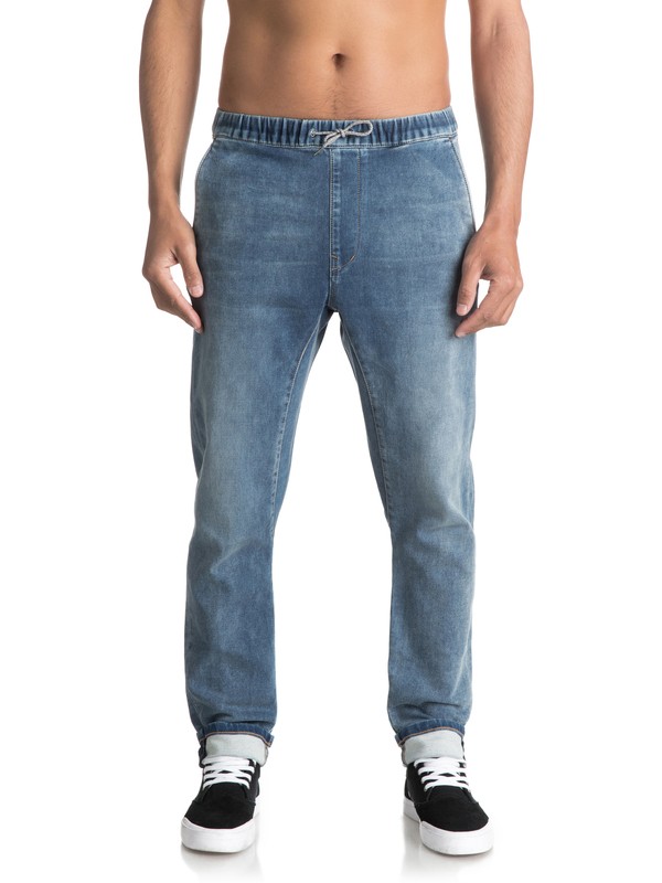 quiksilver, Fonic Straight Salty Stone - Pantalon de jogging en denim coupe slim, SALTY STONE (bfgw) 0 Fonic Straight Salty Stone - Pantalon de jogging en denim coupe slim Bleu EQYDP03338 Quiksilver