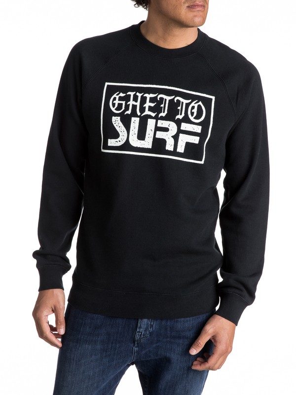 quiksilver, Ghetto Surf Sweatshirt, BLACK (kvj0) 0 Ghetto Surf Sweatshirt Black EQYFT03682 Quiksilver