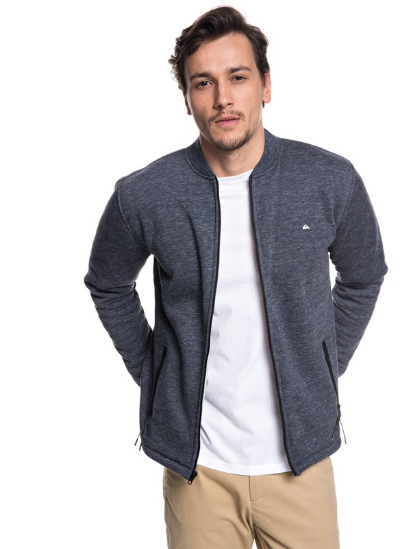 quiksilver, Kurow Sherpa Bonded Bomber Sweatshirt, BLUE NIGHTS HEATHER (bsth) 0 Kurow Sherpa Bonded Bomber Sweatshirt Blue EQYFT03832 Quiksilver
